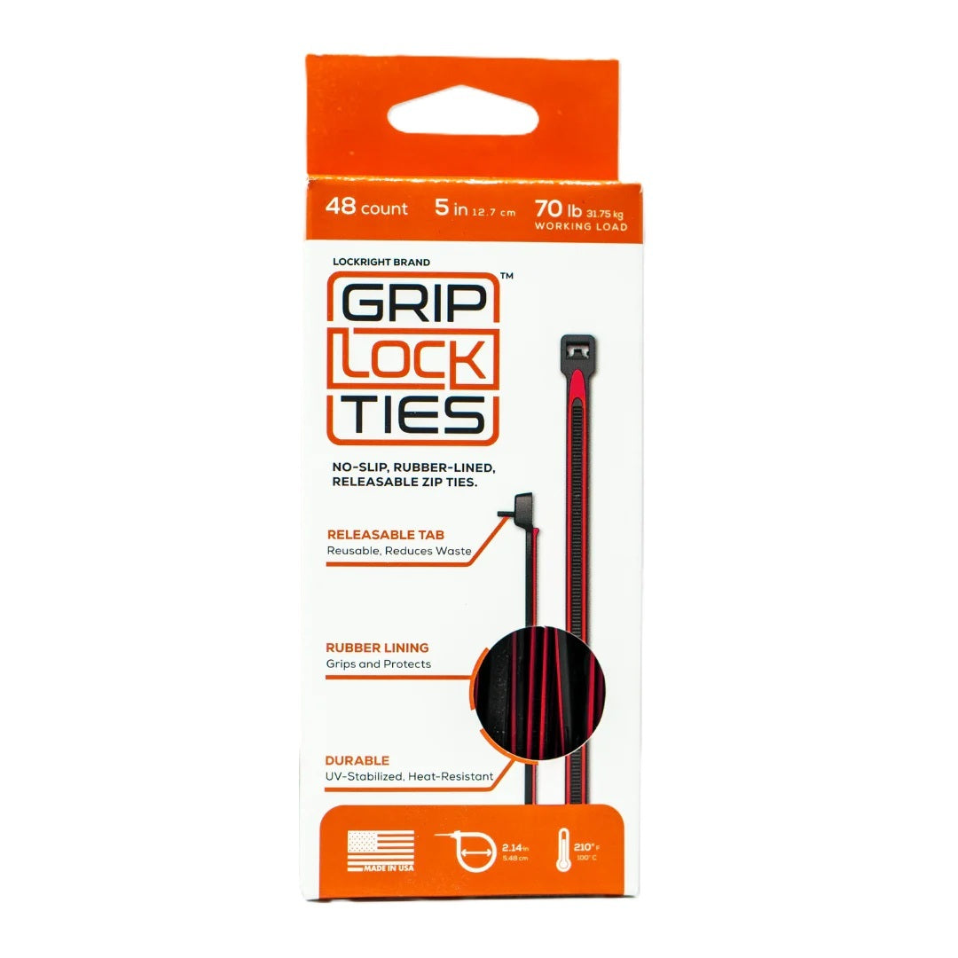 GRIP LOCK TIES Zip Ties 5in Releasable Black / Red 48pk Fasteners Bulk Fasteners main image