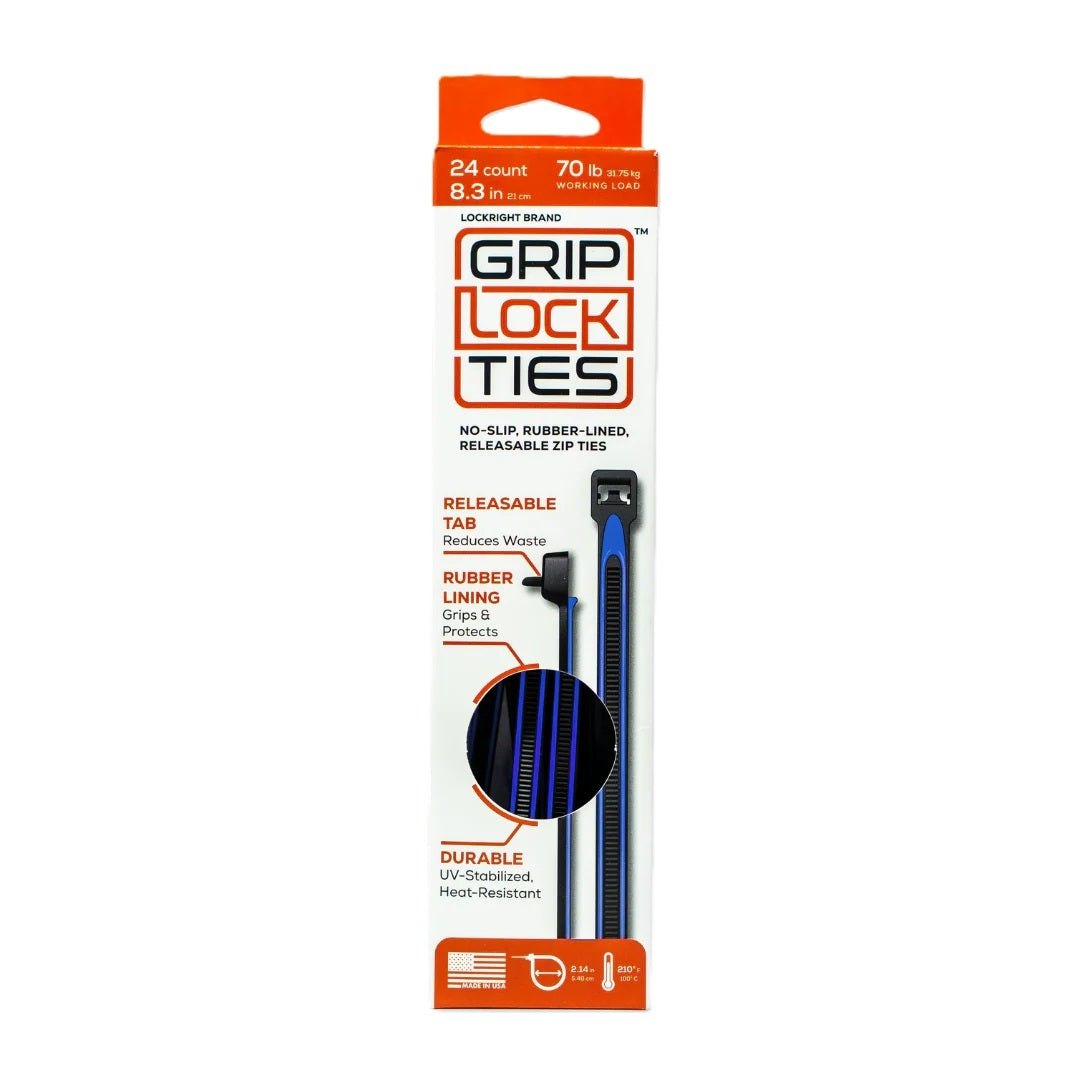 GRIP LOCK TIES Zip Ties 8in Releasable Black / Blue 24pk Fasteners Bulk Fasteners main image