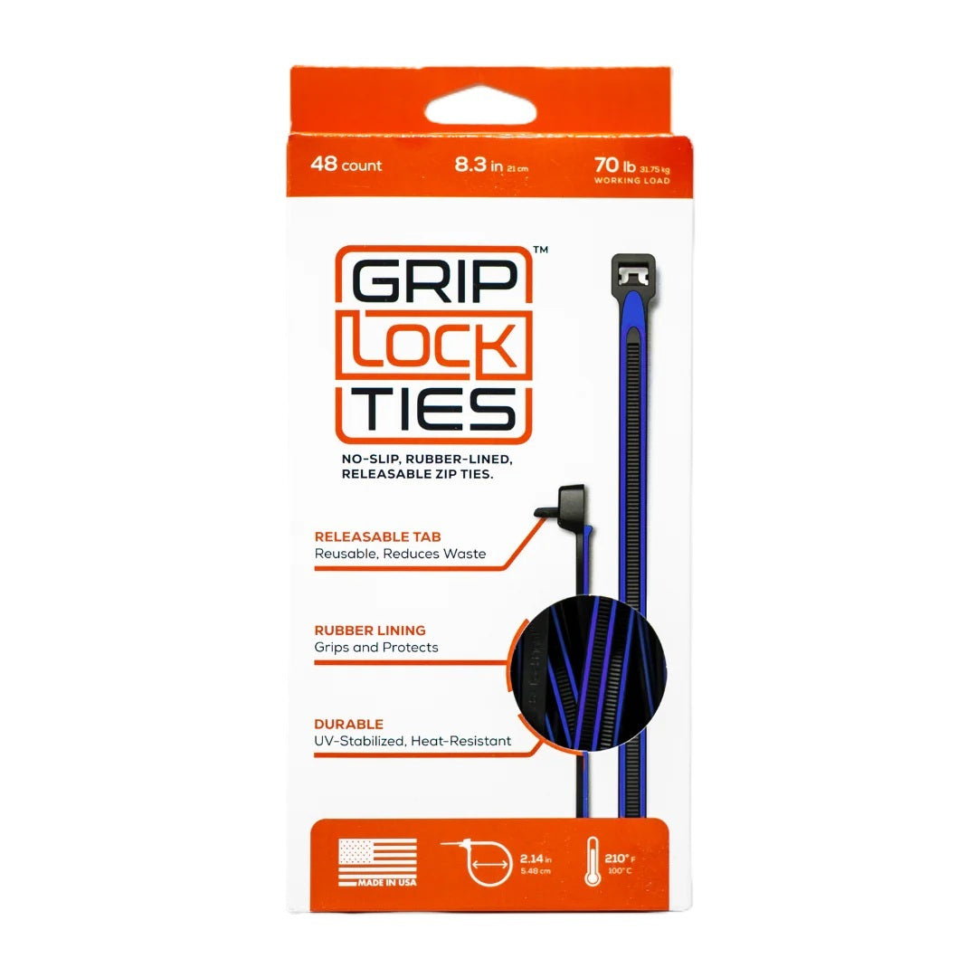 GRIP LOCK TIES Zip Ties 8in Releasable Black / Blue 48pk Fasteners Bulk Fasteners main image