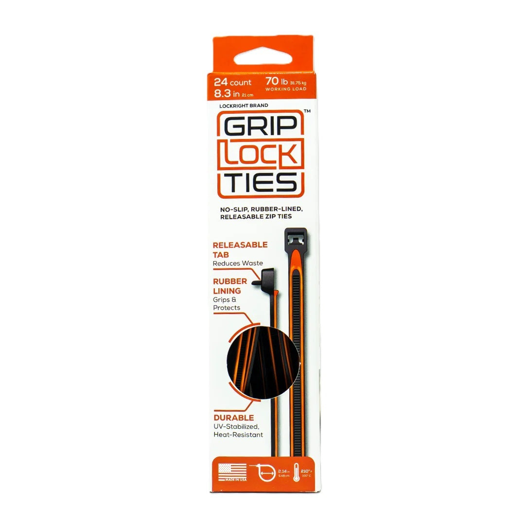 GRIP LOCK TIES Zip Ties 8in Releasable Black / Orange 24pk Fasteners Bulk Fasteners main image