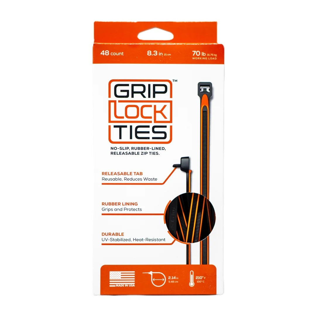 GRIP LOCK TIES Zip Ties 8in Releasable Black / Orange 48pk Fasteners Bulk Fasteners main image