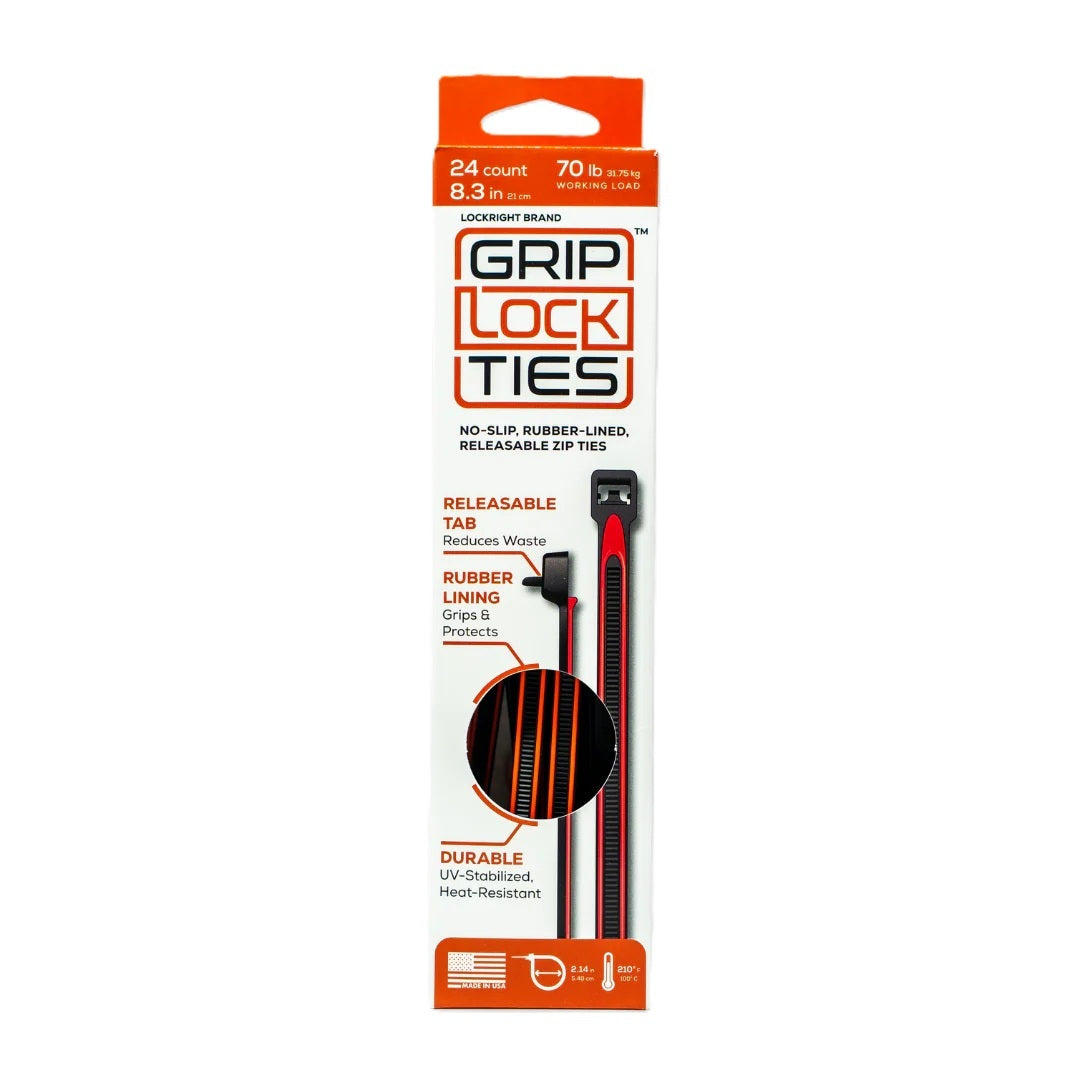 GRIP LOCK TIES Zip Ties 8in Releasable Black / Red 24pk Fasteners Bulk Fasteners main image
