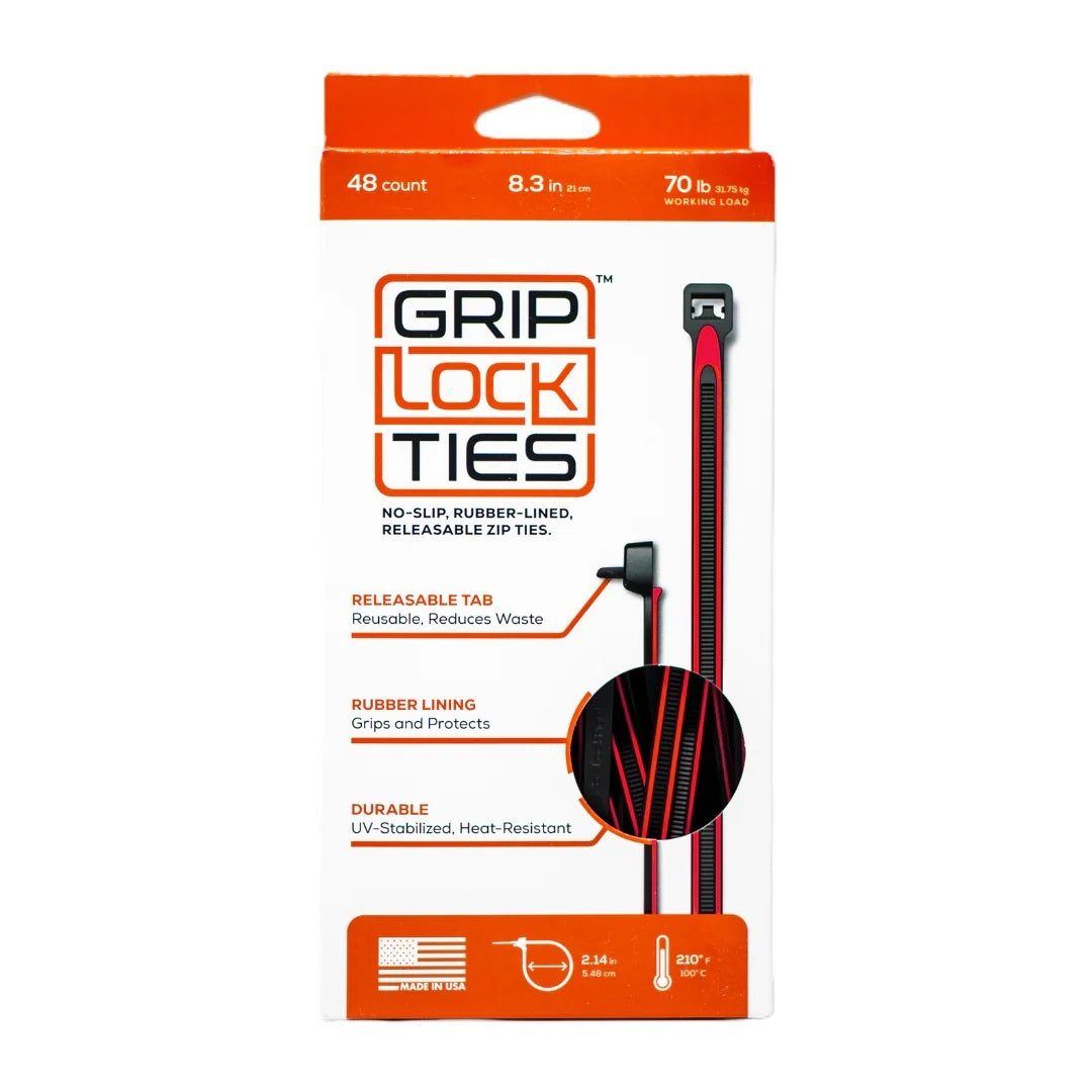 GRIP LOCK TIES Zip Ties 8in Releasable Black / Red 48pk Fasteners Bulk Fasteners main image