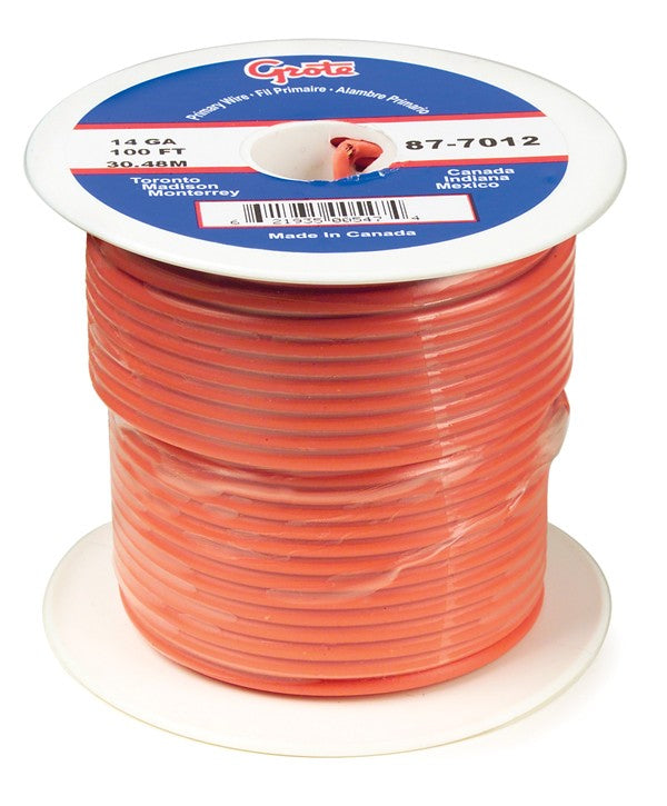Grote (GPT) General Purpose Thermo Plastic Wire, Length 100' Orange 87-7012
