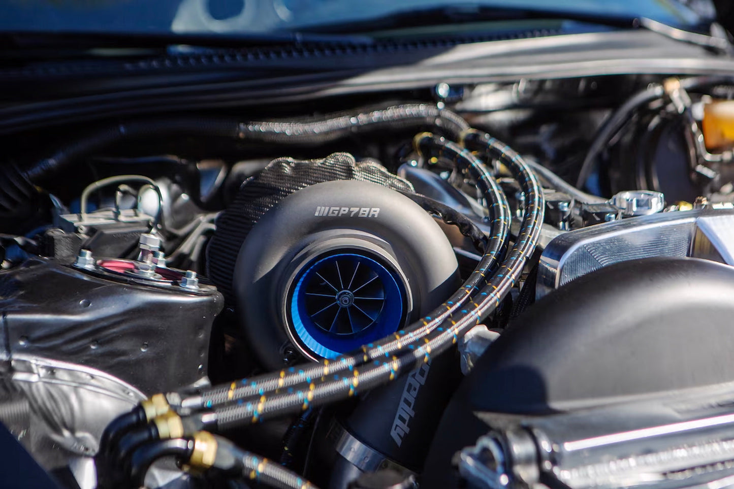 GReddy 12 Nylon Braided Hose (per/ft) - Black / Gold / Blue