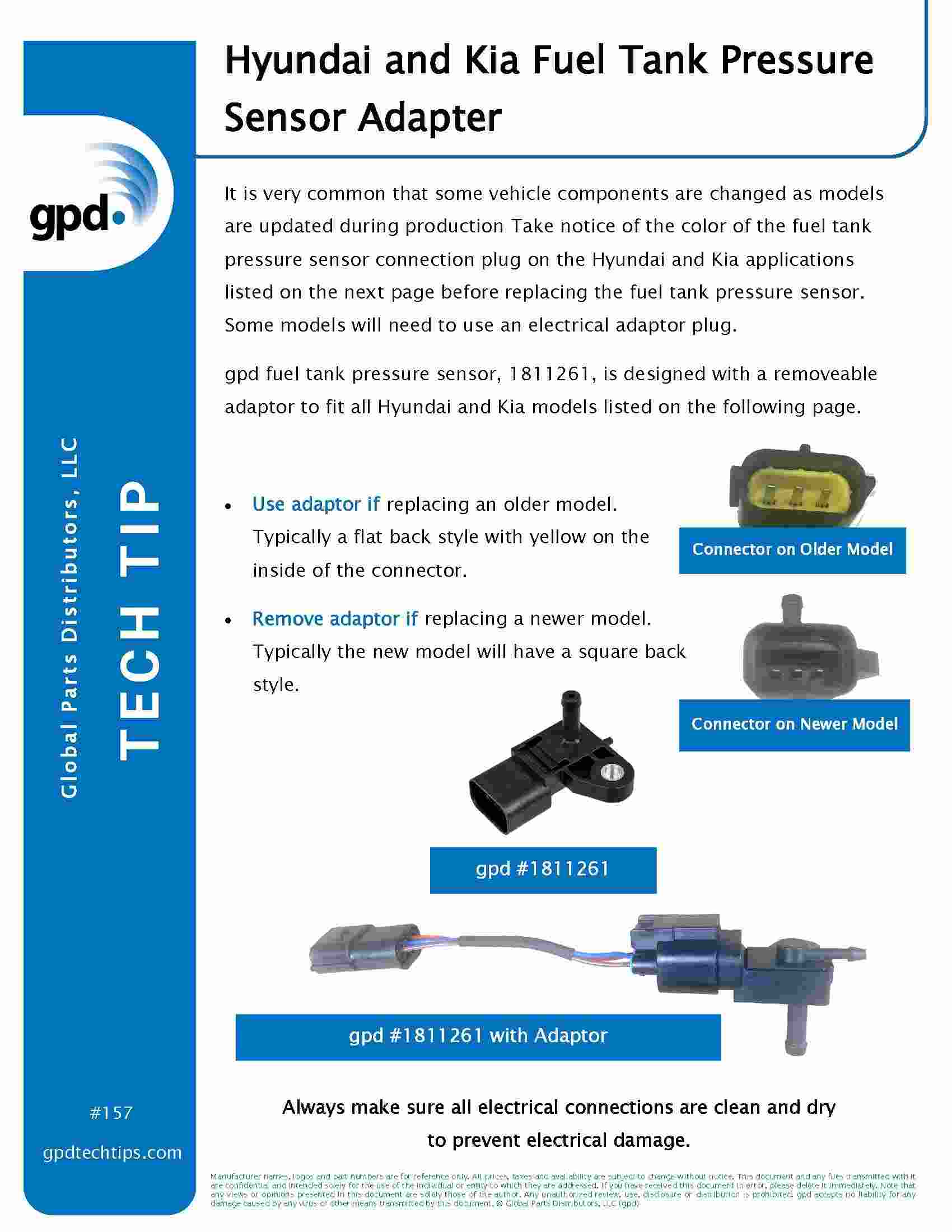 Global Parts Distributors LLC Fuel Tank Pressure Sensor 1811261
