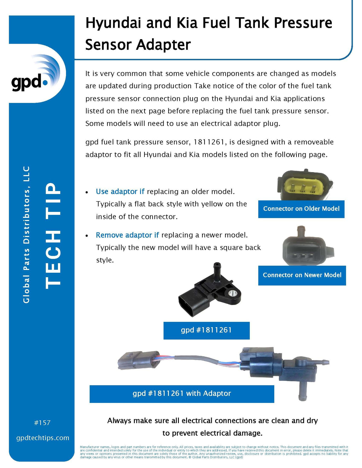 Global Parts Distributors LLC Fuel Tank Pressure Sensor 1811261