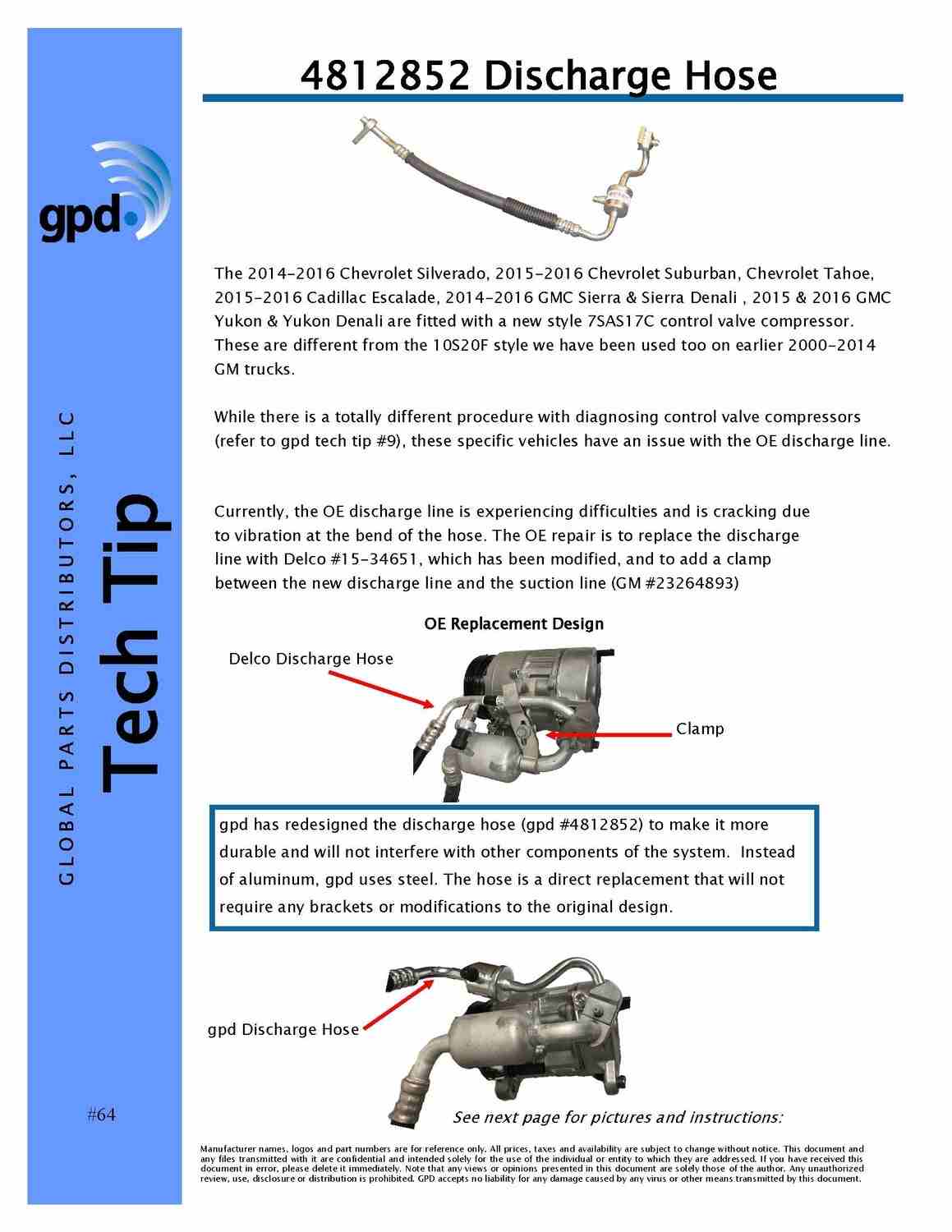 Global Parts Distributors LLC A/C Refrigerant Discharge Hose 4812852
