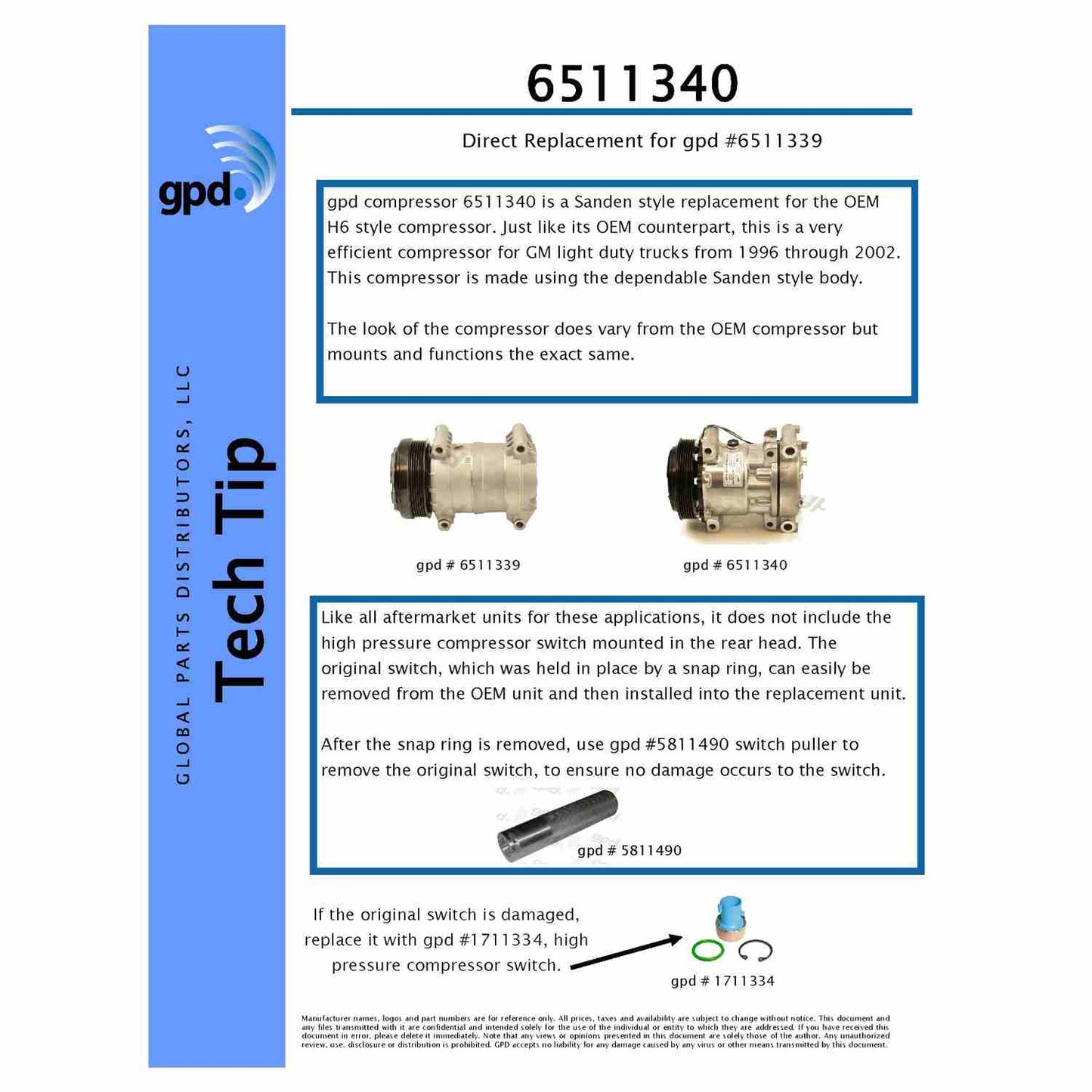 Global Parts Distributors LLC A/C Compressor 6511340