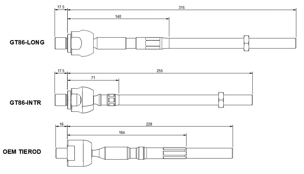 GKTech FR-S / GR86 / BRZ Super Lock replacement inner tie rod - SOLD INDIVIDUALLY