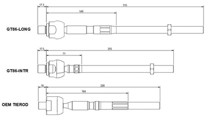 GKTech FR-S / GR86 / BRZ Super Lock replacement inner tie rod - SOLD INDIVIDUALLY