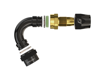 GReddy 120 DEG. AN HOSE END(s) - BLACK/GOLD - (12800412 12800612 12800812 12801012 12801212 ) 12801612