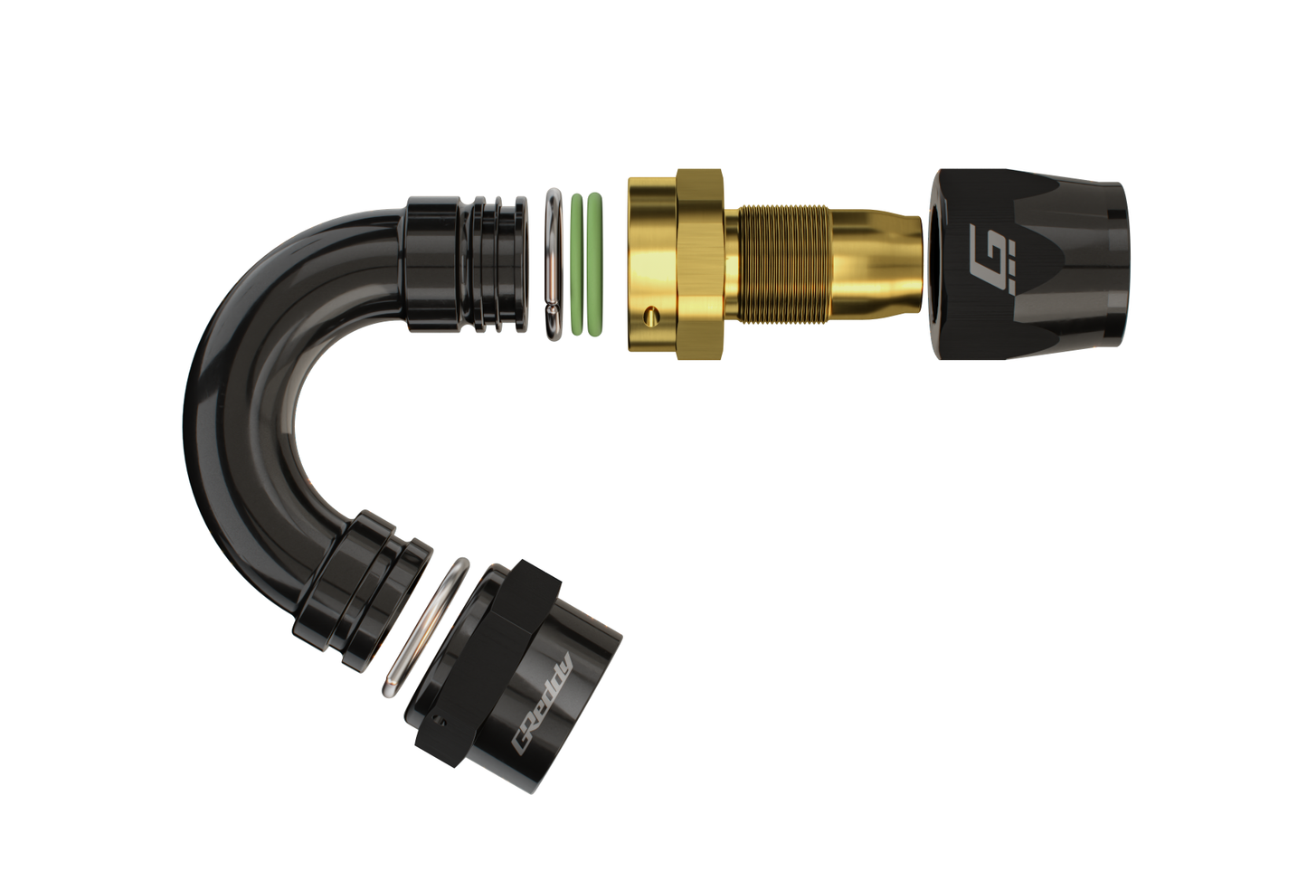 GReddy 150 DEG. AN HOSE END(s) - BLACK/GOLD - (12800415 12800615 12800815 12801015 12801215 ) 12801615