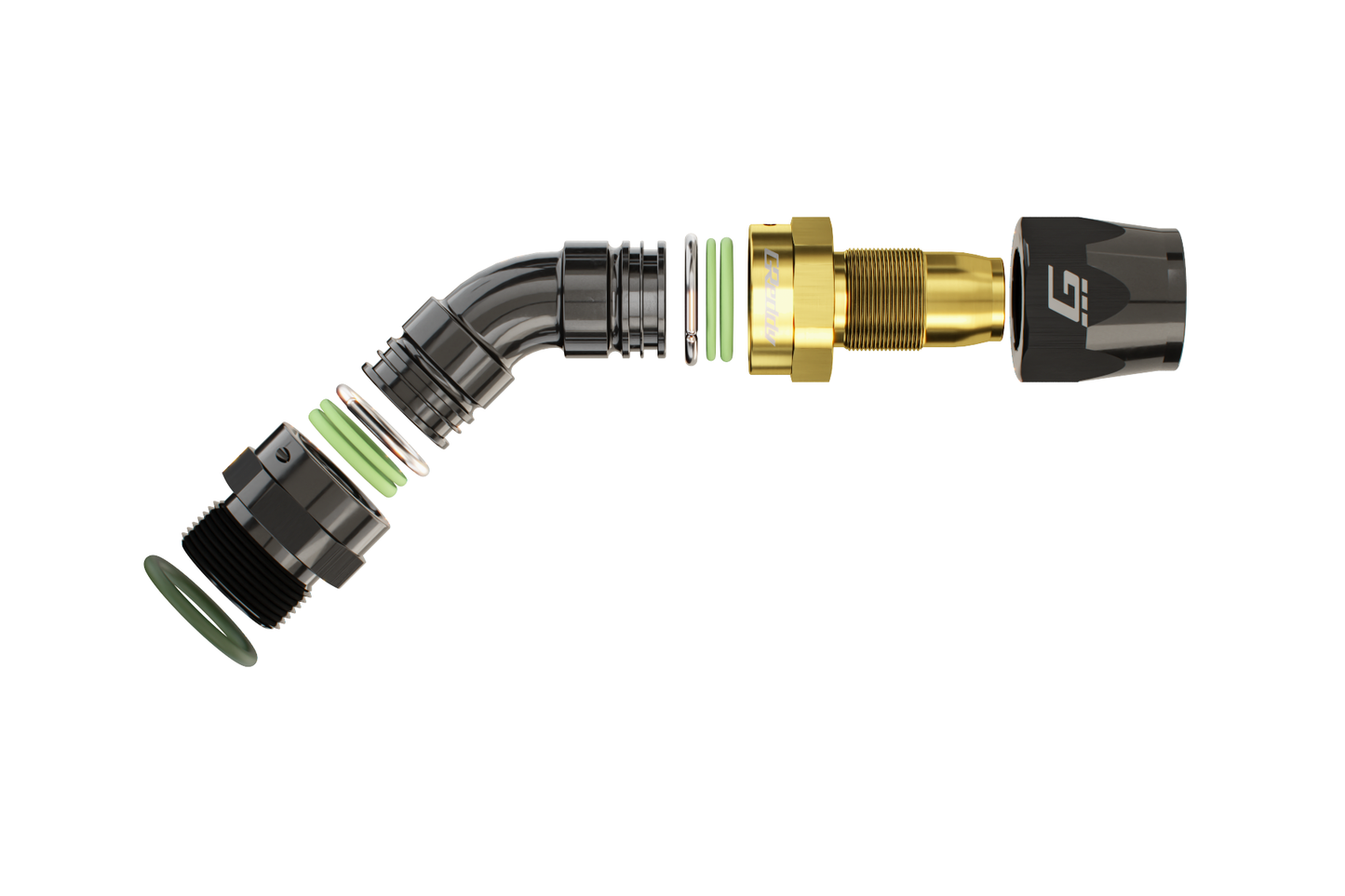 GReddy ORB MALE 45 DEG. AN HOSE END(s) - BLACK/GOLD - (12810645 12810845 12811045 ) 12811245