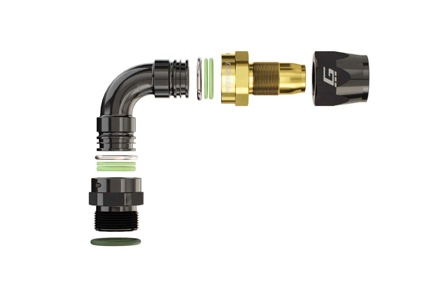 GReddy ORB MALE 90 DEG. AN HOSE END(s) - BLACK/GOLD - (12810690 12810890 12811090 ) 12811290