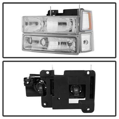 SPYDER Xtune Chevy Suburban 94-98 Headlights w/ Corner & Parking Lights 8pcs Chrome HD-JH-CCK88-AM-C-SET 5069535