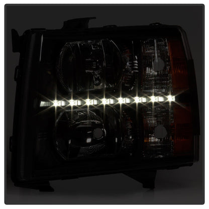 SPYDER Xtune Chevy Silverado 07-13 Crystal Headlights w/ LED Black HD-JH-CS07-LED-BK 9032967