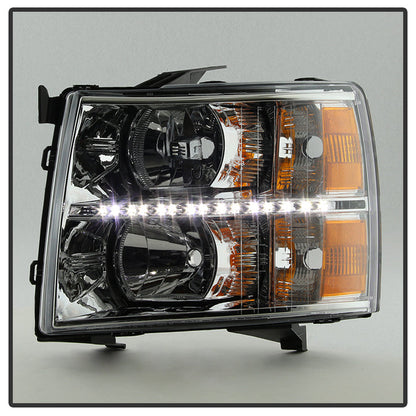 SPYDER Xtune Chevy Silverado 07-13 Crystal Headlights w/ Drl LED Design Black HD-JH-CS07-LED-C 9032981