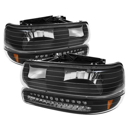 SPYDER Xtune Chevy TahOE 00-06 Headlights w/ LED Bumper Lights Amber Black HD-JH-CSIL99-LED-SET-BK 5069467