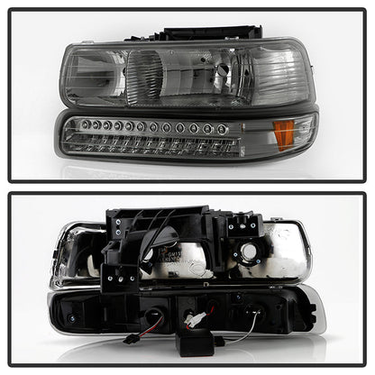 SPYDER Xtune Chevy TahOE 00-06 Headlights w/ LED Bumper Lights Amber Smoke HD-JH-CSIL99-LED-SET-SM 5069481