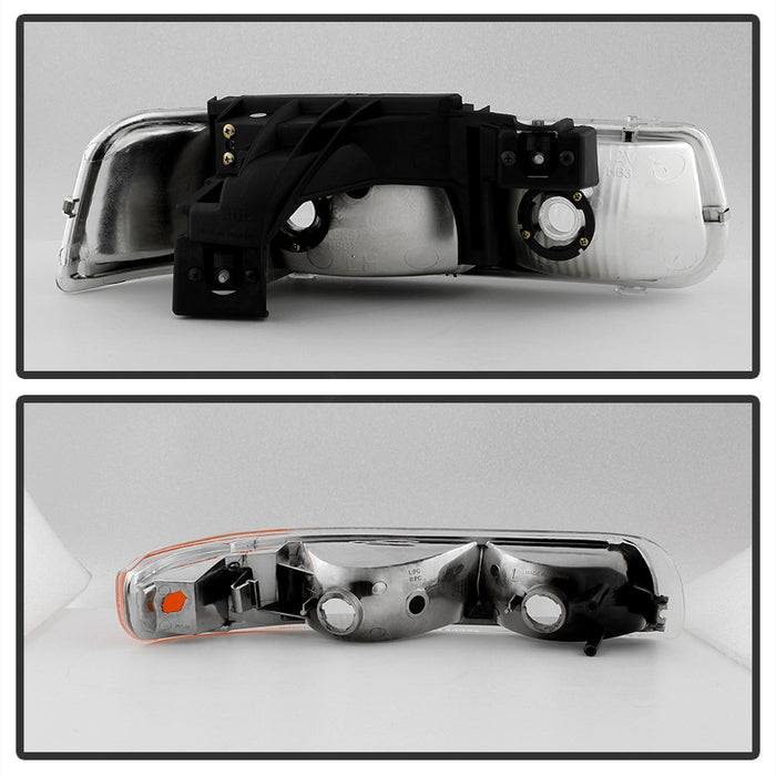 SPYDER xTune Chevy Silverado 1500 99-02 OEM Style Headlights w/ Bumper Lights - Chrome HD-JH-CSIL99-OE-SET 9035111