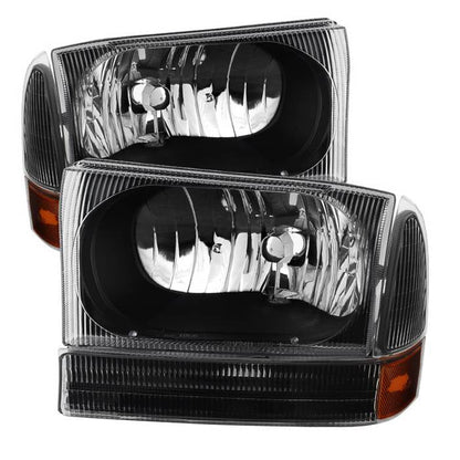 SPYDER Xtune Ford F250/350/450 Superduty 99-04 Crystal Headlights w/ Bumper Lights HD-JH-FF25099-AM-BK 9025402