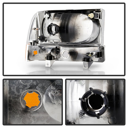 SPYDER Xtune Ford F250/350/450 Superduty 99-04 Crystal Headlights w/ Bumper Lights HD-JH-FF25099-AM-C 9025419