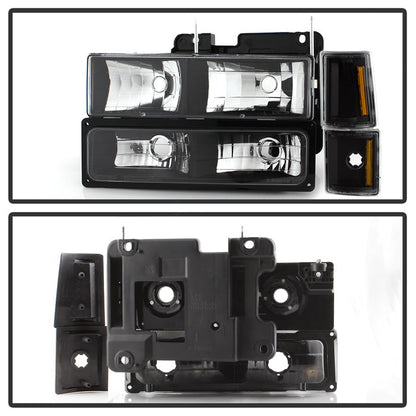 SPYDER xTune GMC C/K Series 94-98 Headlights w/ Corner and Parking Lights - Black HD-JH-GCK94-BK-SET 9037405