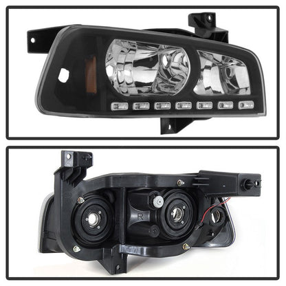 SPYDER Xtune Dodge Charger 06-10 1Pc LED Crystal Headlights Black HD-ON-DCH05-1PC-LED-BK 5017635
