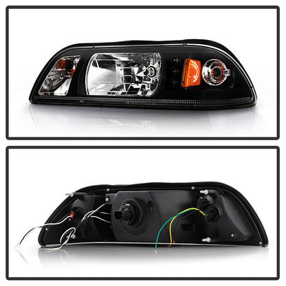 Spyder Ford Mustang 87-93 1PC LED (Replaceable LEDs)Crystal Headlights Black HD-YD-FM87-1PC-LED-BK 5012531