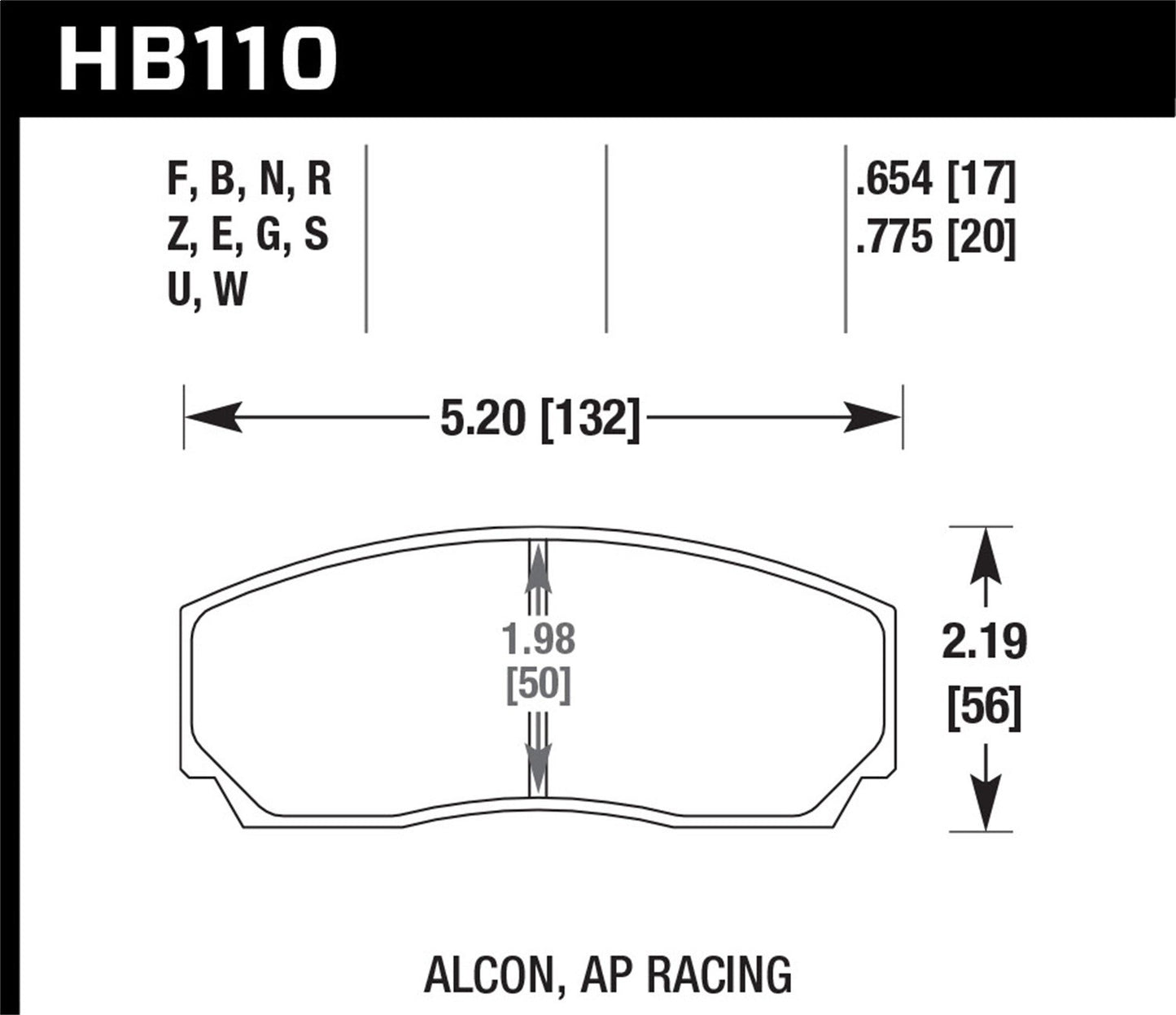 Hawk DTC-80 AP Racing 17mm Race Brake Pads *Discontinued