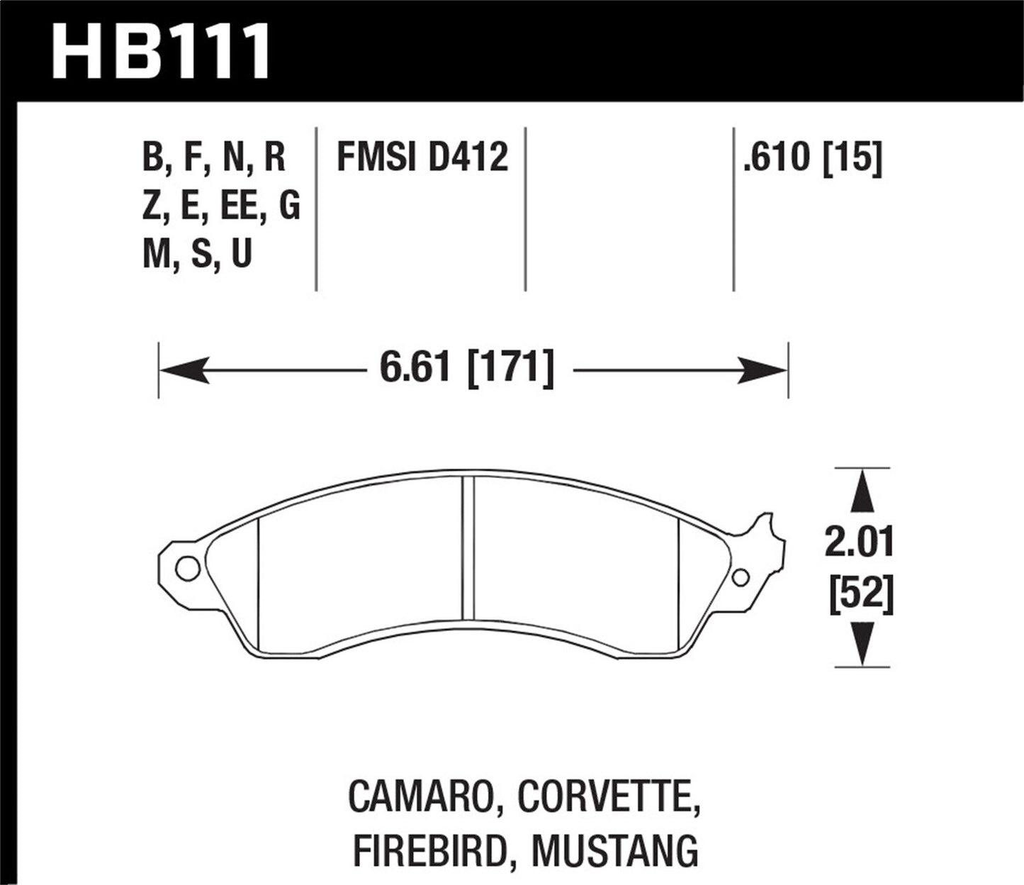 Hawk Street HPS Brake Pads Front Chevrolet Camaro Z28 1991-1992 *Discontinued