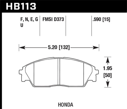 Hawk Street HPS Brake Pads Front Honda CRX Si 1990-1991