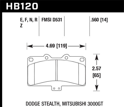 Hawk HP Plus Brake Pads Front Mitsubishi 3000GT VR-4 1991-1993