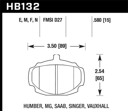 Hawk HP Plus Brake Pads Front MG MGB Base 1975-1977 *Discontinued