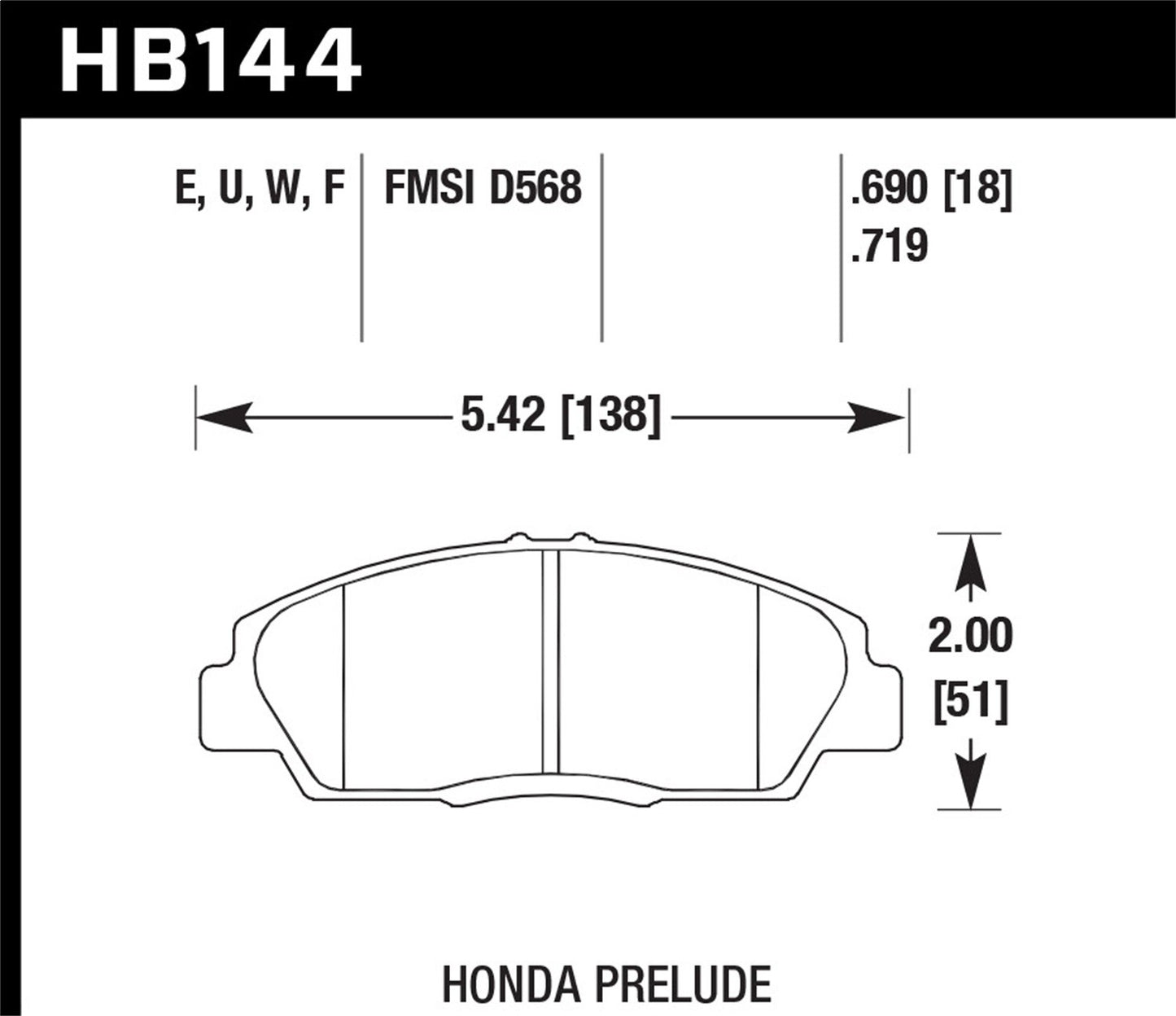 Hawk Street HPS Brake Pads Front Honda Prelude Si 1992-1996