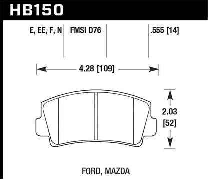 Hawk 70-74 Mazda RX-2 / 74-78 Mazda RX-4 / 79-85 Mazda RX-7 Blue 42 Front Brake Pads HB150EE.555