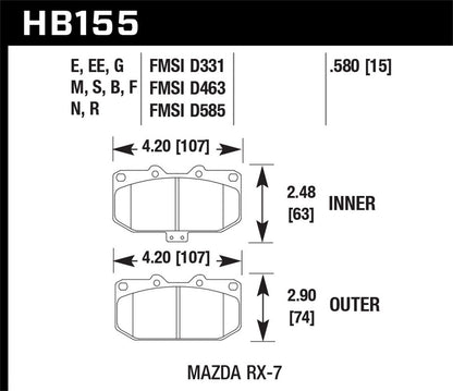 Hawk DTC-60 Brake Pads Front Mazda Rx-7 Base 1993-1995 *Discontinued