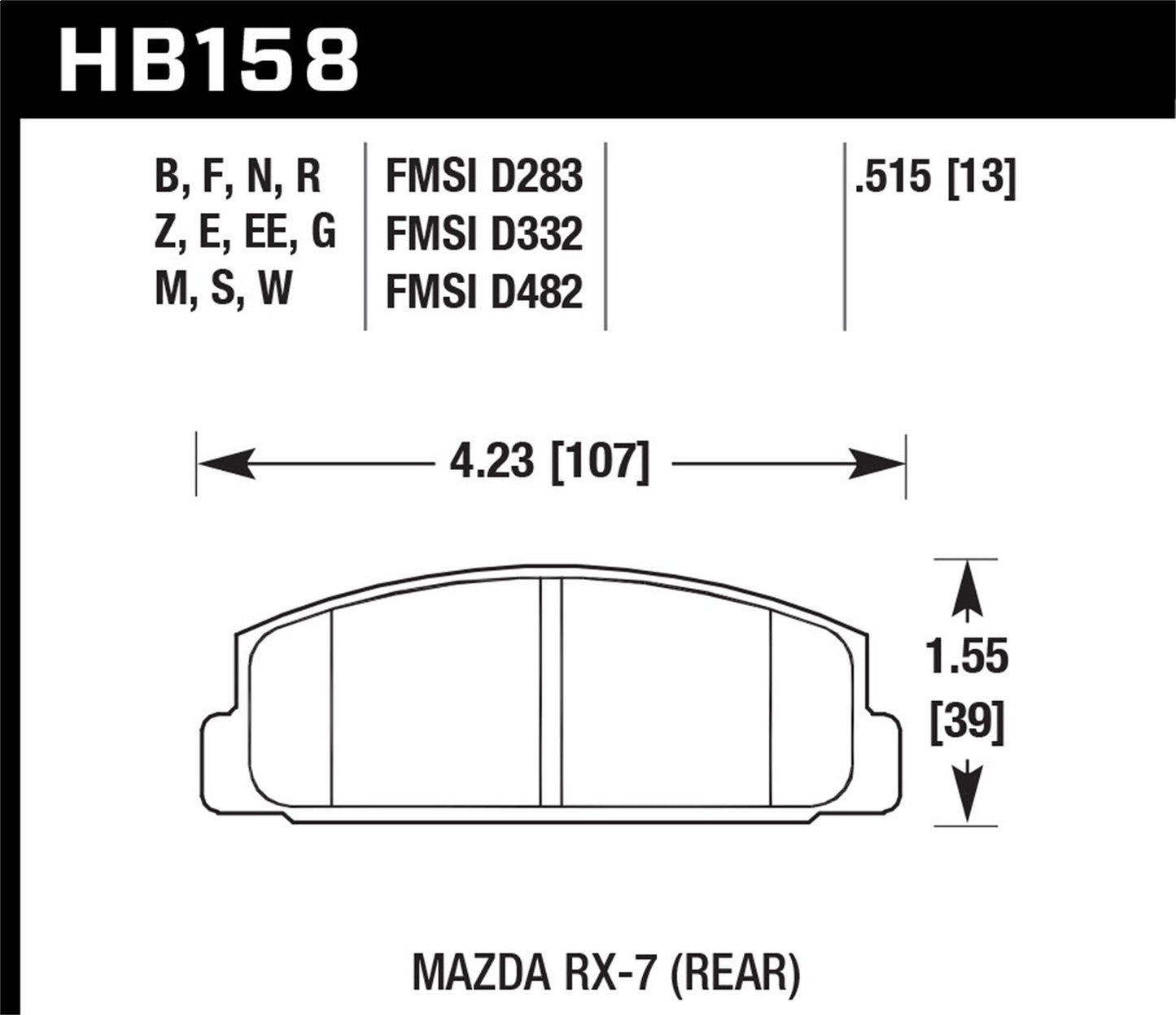 Hawk Street HPS Brake Pads Rear Mazda Rx-7 Base 1993-1995 *Discontinued