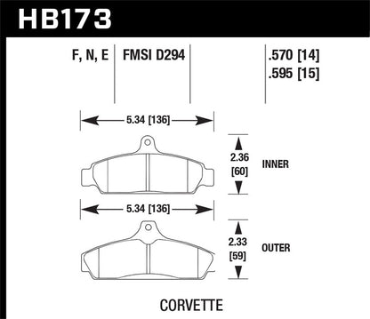 Hawk HP Plus Brake Pads Front Chevrolet Corvette Base 1984-1987