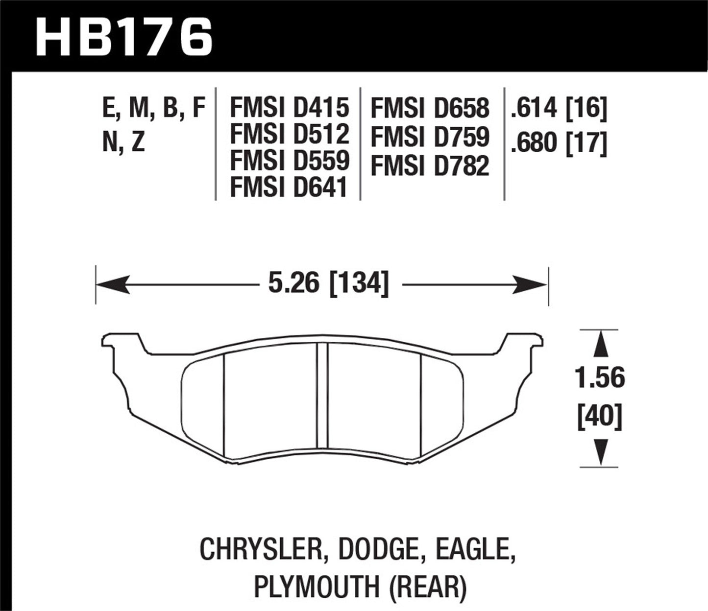 Hawk HP Plus Brake Pads Rear Chrysler Cirrus LXi 1995-1997 *Discontinued