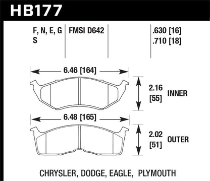Hawk Street HPS Brake Pads Front Chrysler Concorde LX 1996-1997