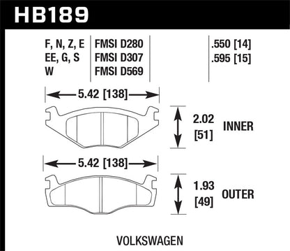 Hawk Blue 9012 Brake Pads Front Volkswagen Golf GTi 8-Valve 1990-1990