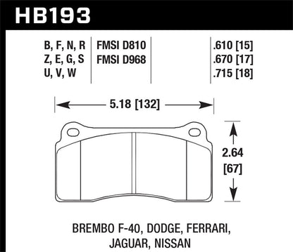 Hawk Street HPS Brake Pads Rear Dodge Viper SRT10 2003-2005 *Discontinued