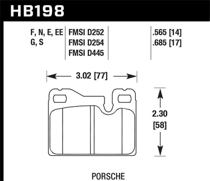 Hawk Blue 9012 Brake Pads Rear Porsche 928 S 1985-1985 *Discontinued