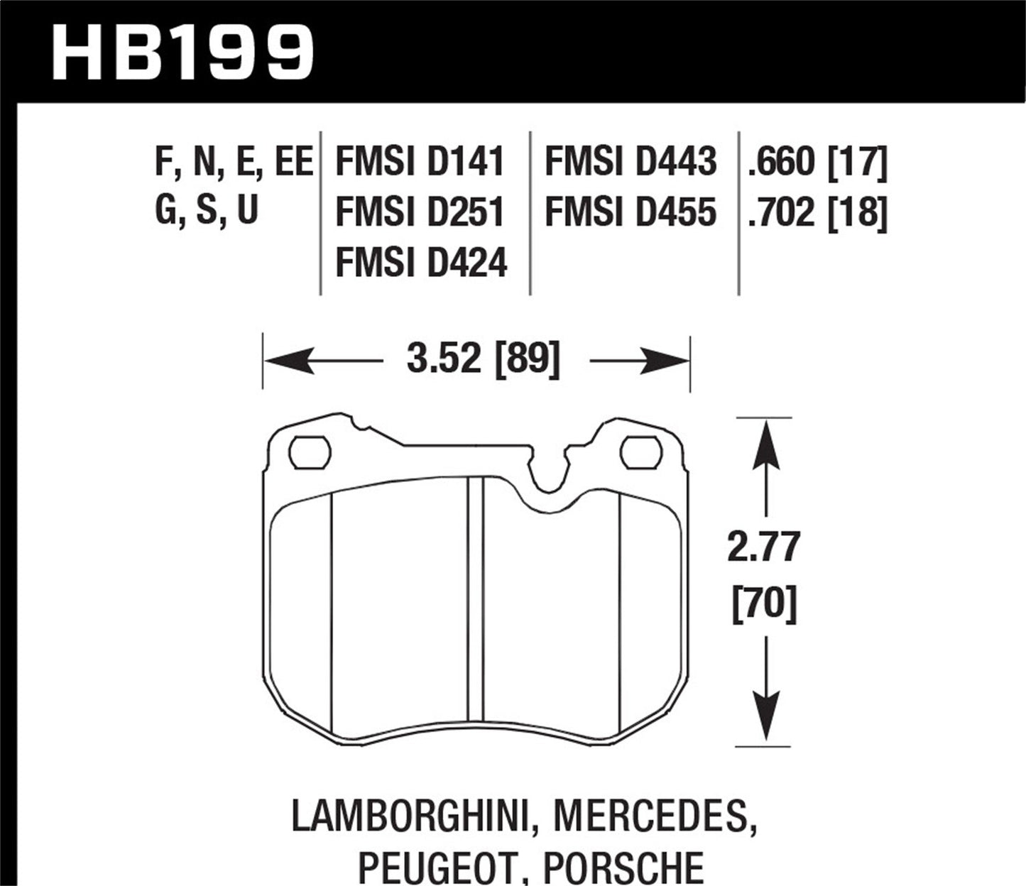 Hawk HT (High Temp) Brake Pads Front Mercedes-Benz 560SL Base 1986-1989 *Discontinued