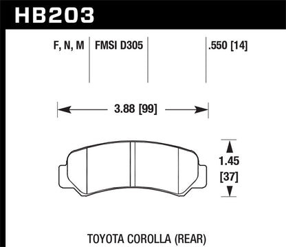 Hawk Black Brake Pads Rear Toyota Corolla FX16 1987-1987