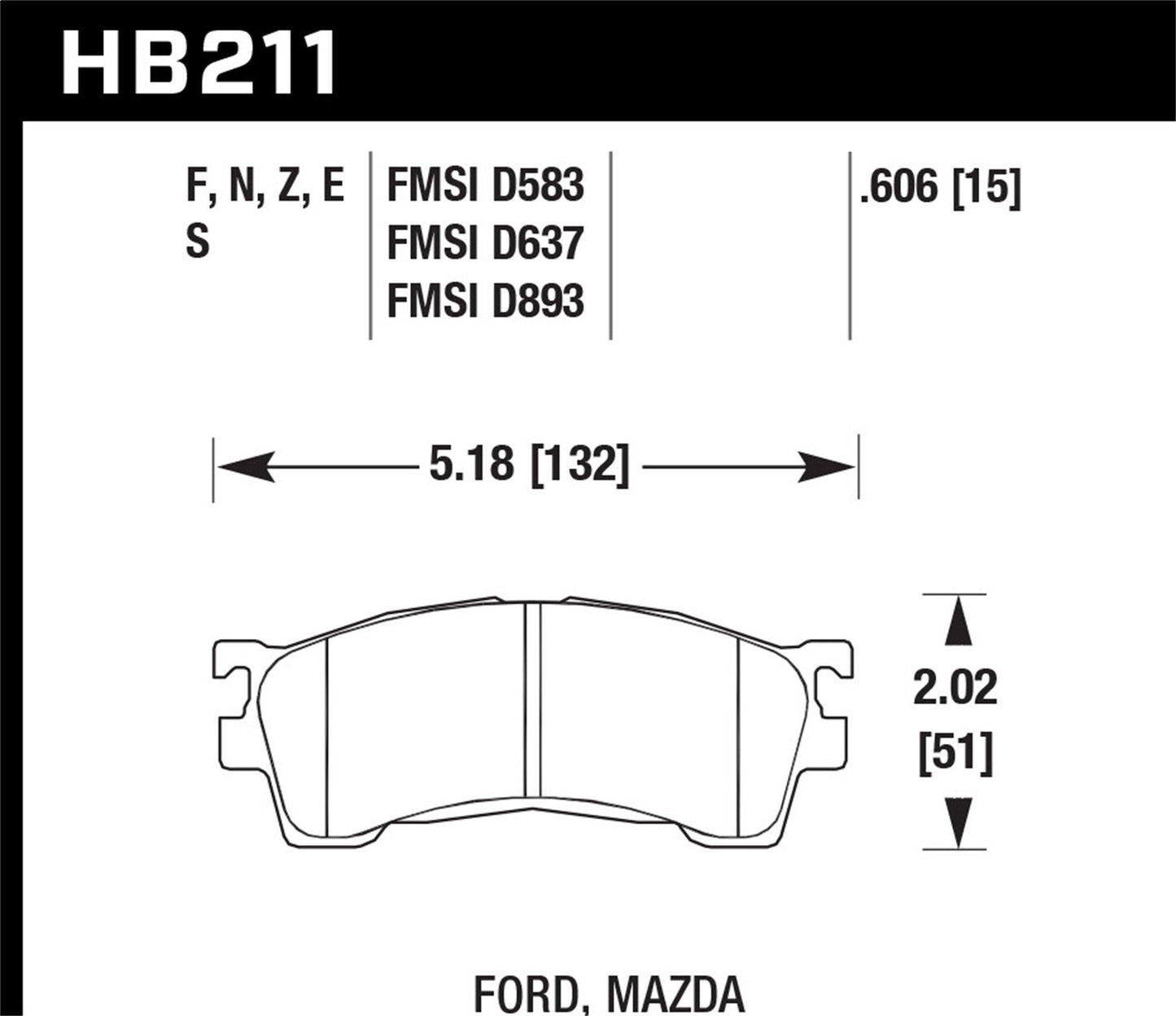 Hawk Street HPS Brake Pads Front Ford Probe GT 1993-1997