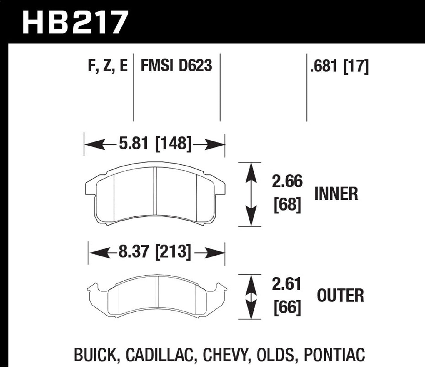 Hawk Street HPS Brake Pads Front Buick Lesabre Custom 1994-1998