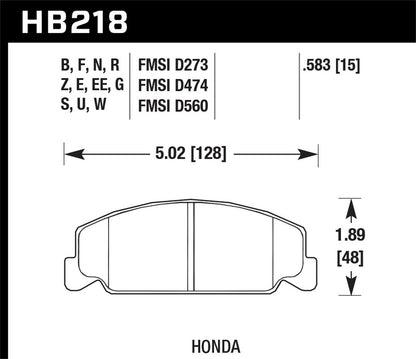 Hawk Street HPS Brake Pads Front Honda Accord S 1985-1985 *Discontinued